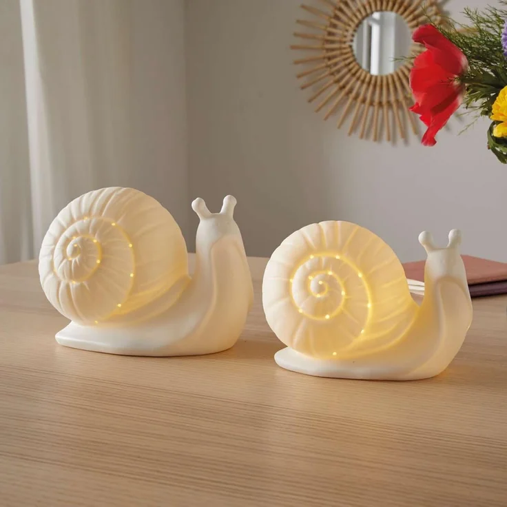 LED-Schnecke White 2er Set Wohndekoration Deko LED Lampe Licht Dekoration Figur – Bild 6