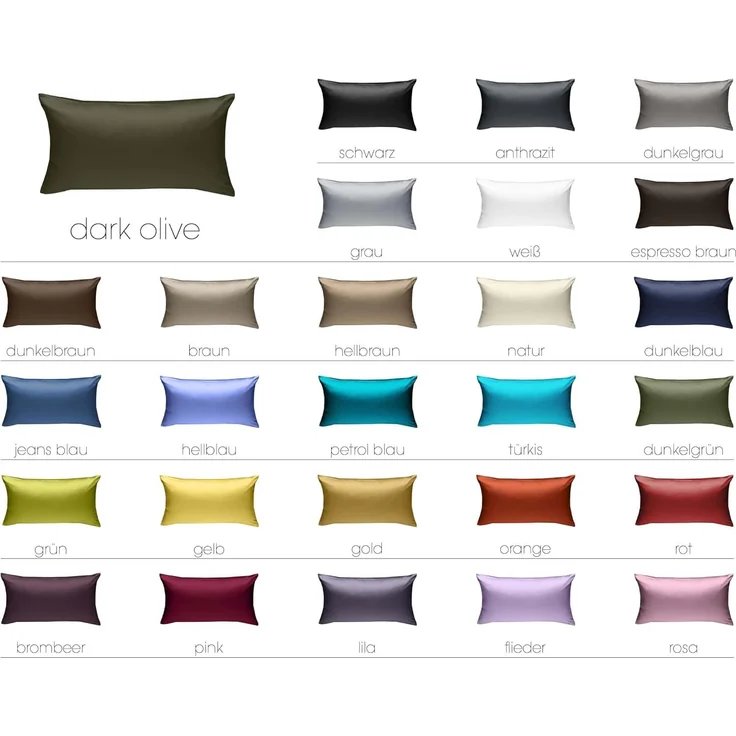 Mako-Satin / Baumwollsatin Bettwäsche uni / einfarbig dark olive Kissenbezug 40x80 cm – Bild 4