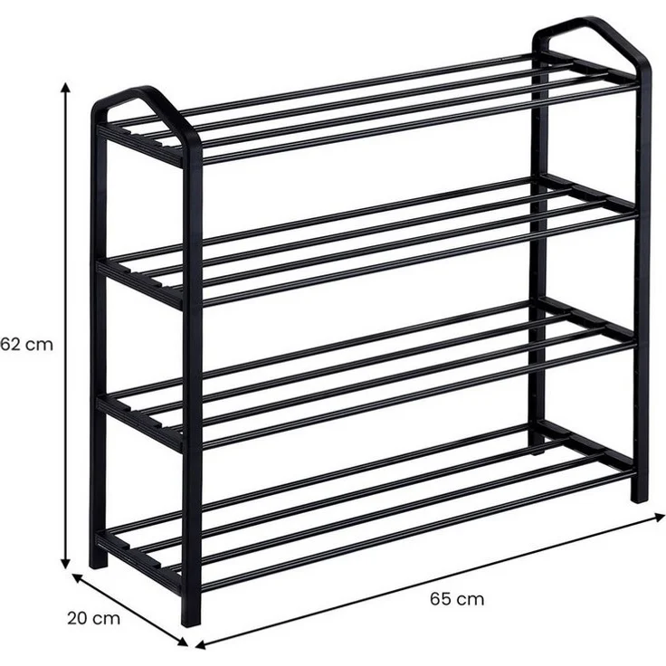 IDIMEX Schuhregal TRALEE, Schuhregal Metall Schuhaufbewahrung mit 4 Abagen platzsparend schwarz – Bild 2