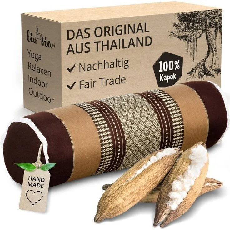 livasia Nackenrolle Nackenrolle, vegan und handgefertigt, Ø 17x56 cm, Kapok – Bild 4