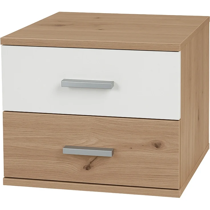 HTI-Living Nina Weiß Artisaneiche Nachtschrank mit 2 Schubladen – Bild 2