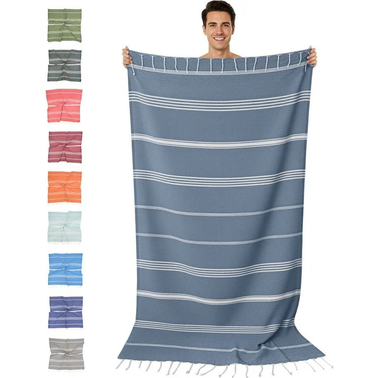 furora HOLIDAY Saunatuch Strandtuch Hamamtuch: groß 100x200 cm Saunatuch, Strandhandtuch dünn, Strandtuch Saunatuch aus 100% Baumwolle Strandtuch Set – Bild 1