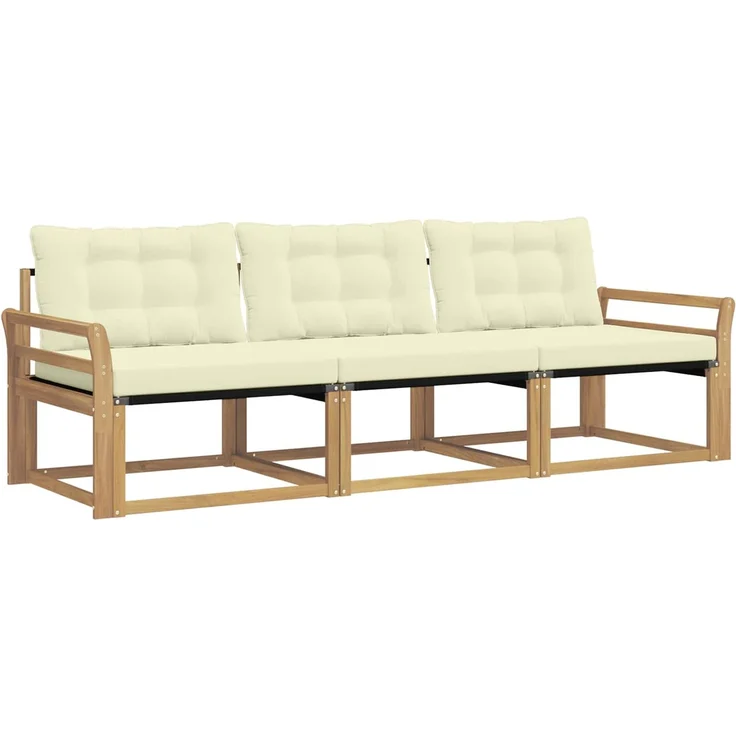 vidaXL Outdoor-Sofagarnitur 3 stk. Weiß und Creme 3388372 – Bild 2