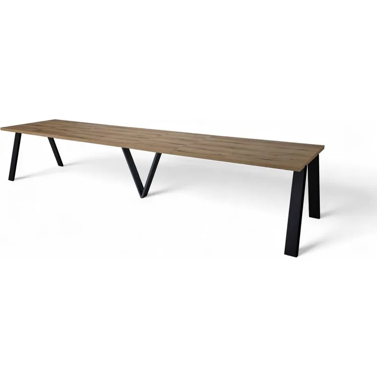Endo-Moebel Esstisch Lungo XXL 130-405 cm 4m lang Esstisch Metallgestell ausziehbar