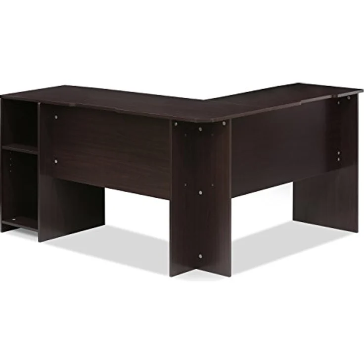 Furinno L-förmiger Schreibtisch mit Regalen, Holz, Espresso, 125.9 x 135.9 x 72 cm – Bild 8