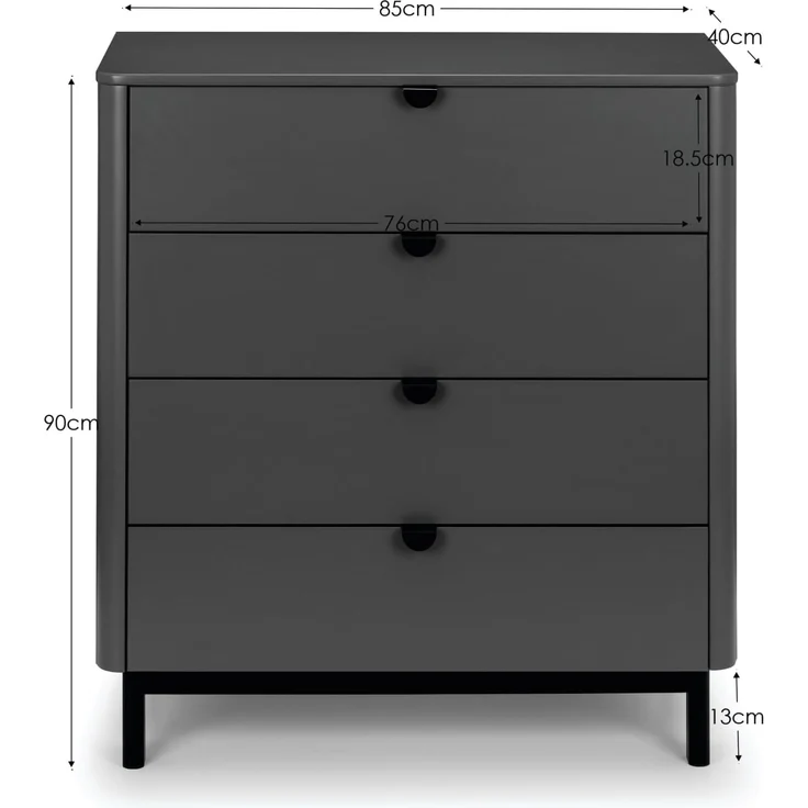 Die Julian Bowen Chloe Kommode in Sturmgrau/Schwarz ist eine moderne und elegante Aufbewahrung für Schlafzimmer – Bild 2