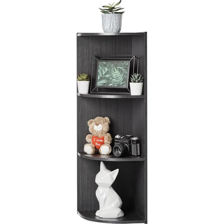 Iris Ohyama, Ecklagereinheit, Bücherregal, 3 feste Regale, massiv, Design, multifunktional, Büro, Eingang, Schlafzimmer, Wohnzimmer – Basic Storage Shelf CX-3C – Schwarze Eiche