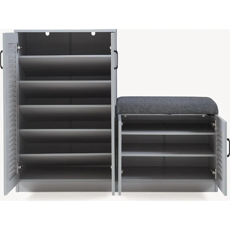 Schuhschrank Løten mit Sitzbank 120x36x97 cm Grau [en. casa] – Bild 6