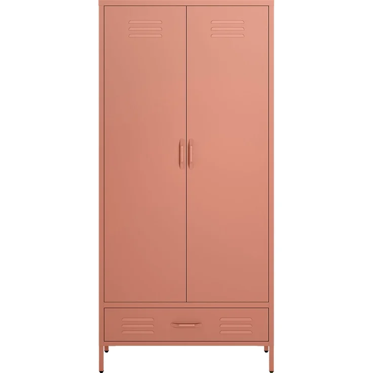 skølm 'Atria' Kleiderschrank mit Schublade, Metall, 170x45x80 cm, terrakotta, Garderobe mit 4 Fächern und 2 Kleiderstangen – Bild 9