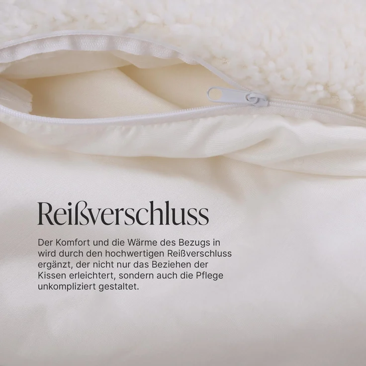 Kissenhülle 80x80cm inkl. Kissen - Sherpa-Fleece - Kuscheliger Bezug mit Reißverschluss - ideal als Dekokissen Schlafkissen Sofakissen - Öko Tex – Bild 6
