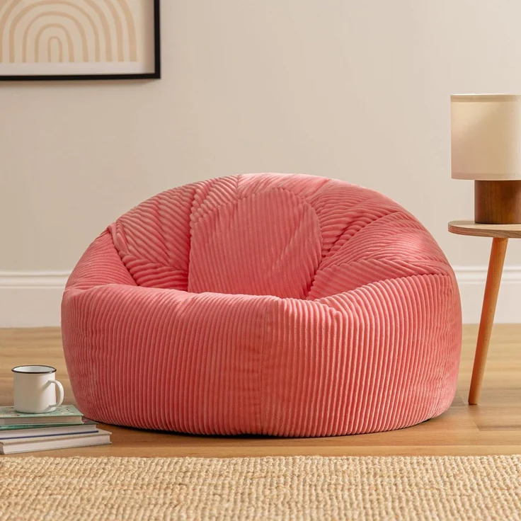 Icon Kingston Sitzsack Cord, Kaugummirosa, 2er Pack, Sitzsack Erwachsene mit Füllung, Bean Bag, Cord Sessel, Lounge Sessel, Lounge Stuhl, Schlafzimmer, Wohnzimmer, Wohnzimmer Möbel – Bild 4