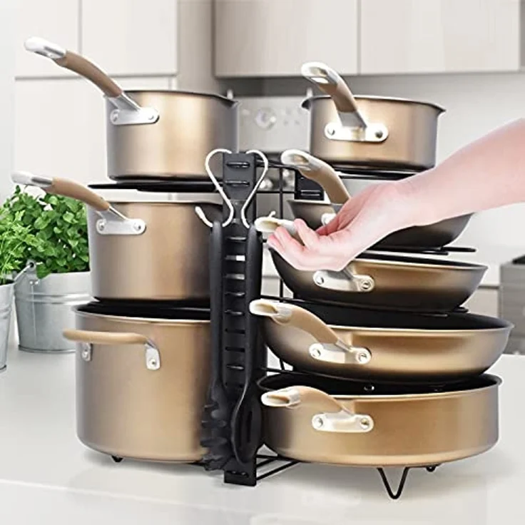 JOEJI’S KITCHEN PFANNENHALTER Eisenrahmen Schwarze Sprühlackierung 38 x 46 cm (H 46 x T 46 x B 38 cm) – Bild 7