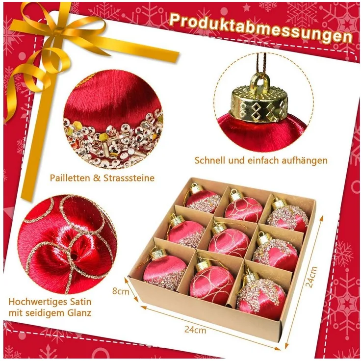 M&W DAS DESIGN Weihnachtsbaumkugel Christbaumschmuck Rot Mini Outdoor Weihnachten 8CM