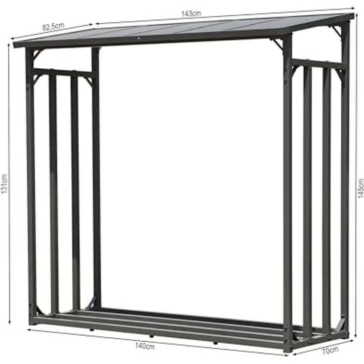 Quick Star Kaminholzregal Kaminholzregal 143x70x145 cm 1,4 m³, BxTxH:143x70x145 cm – Bild 3