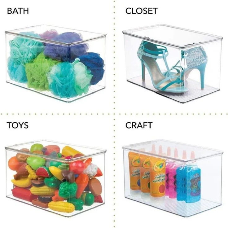 mDesign Aufbewahrungsbox Organizer Stapelkiste 2er-Set Deckel Transparent – Bild 5