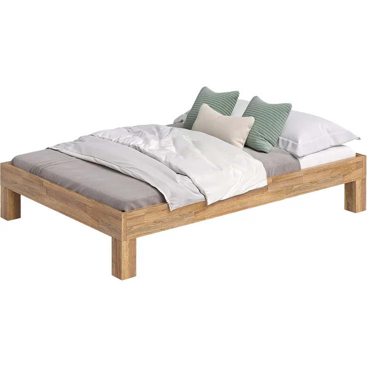 skølm 'Floki' Bett 140x200 cm, Bettgestell, natur geölt, Massivholzbett aus Eiche, geeignet als Doppelbett – Bild 8