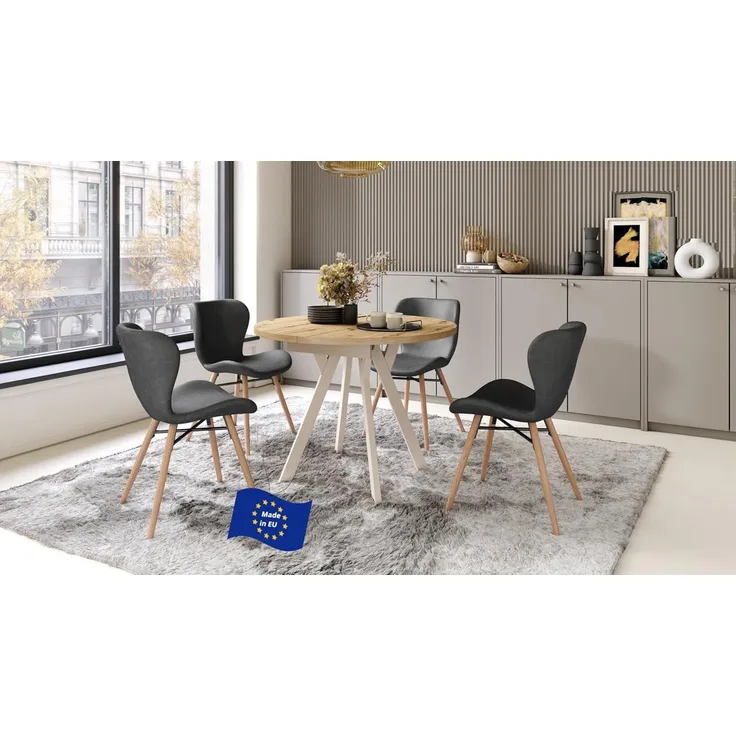 designimpex Esstisch Design Esstisch Aldo ausziehbar 90 cm bis 145 cm rund Esszimmer Tisch, Esstisch, Esszimmertisch, Tisch, Ausziehtisch, Küchentisch, Esszimmer