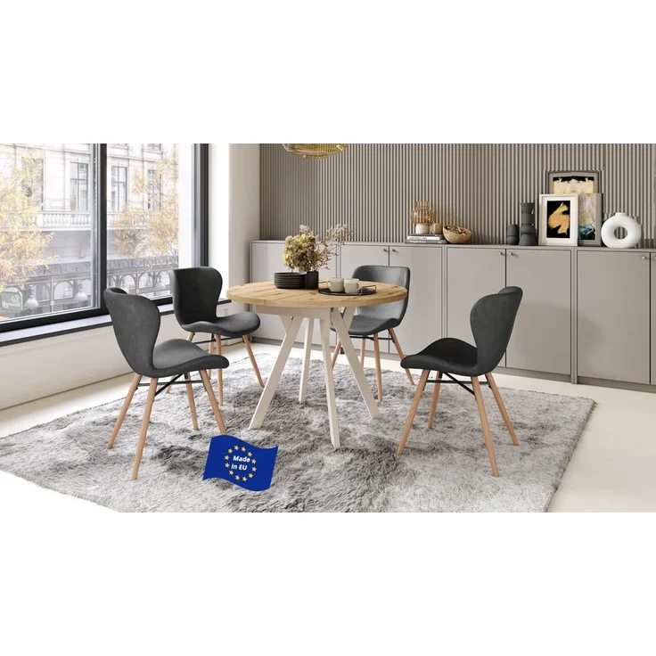 designimpex Esstisch Design Esstisch Aldo ausziehbar 90 cm bis 145 cm rund Esszimmer Tisch, Esstisch, Esszimmertisch, Tisch, Ausziehtisch, Küchentisch, Esszimmer – Bild 1