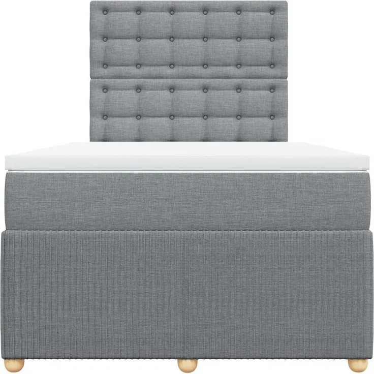 vidaXL Boxspringbett mit Matratze Hellgrau 120x200 cm Stoff 3294337 – Bild 6