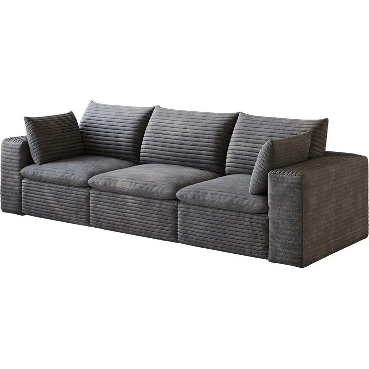 DESVIAE Sofa modular 260x60x90 cm aus Stoff in Dunkelgrau mit Schaumstoffpolsterung – Bild 7