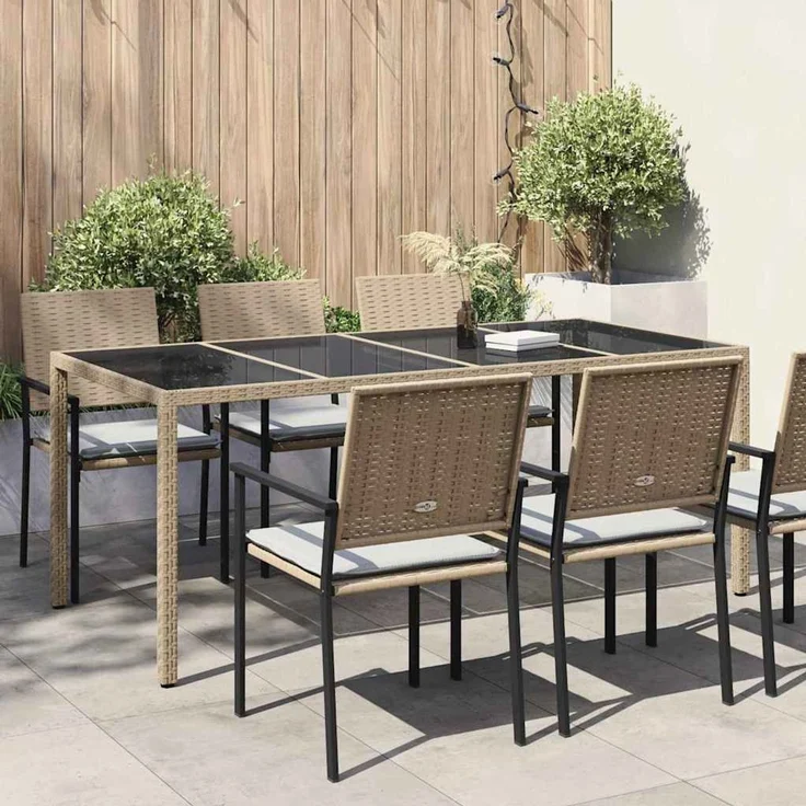 vidaXL Gartentisch Beige 190 x 90 x 75 cm Poly-Rattan 362550 – Bild 1