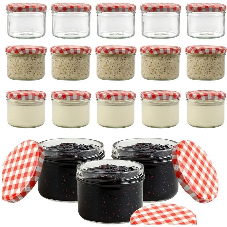 mikken Marmeladenglas Einmachglas 210ml mit Schraubdeckel Einkochglas Schraubglas, (Set, 18-tlg), für Kuchen im Glas, für Dessert, zum Aufbewahren, Pasteurisierbar