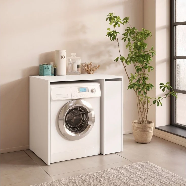 designimpex Waschmaschinenumbauschrank Carl Svensson W-222 Waschmaschinenschrank Ablage Badezimmerschrank Badezimmerschrank Waschmaschinenunterschrank Waschmaschinenmöbel Küche – Bild 2