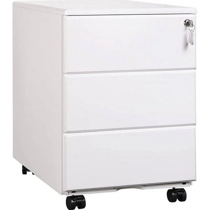 Woltu Rollcontainer, Metall Mobiler Aktenschrank Büroschrank mit 3 Schubladen – Bild 4