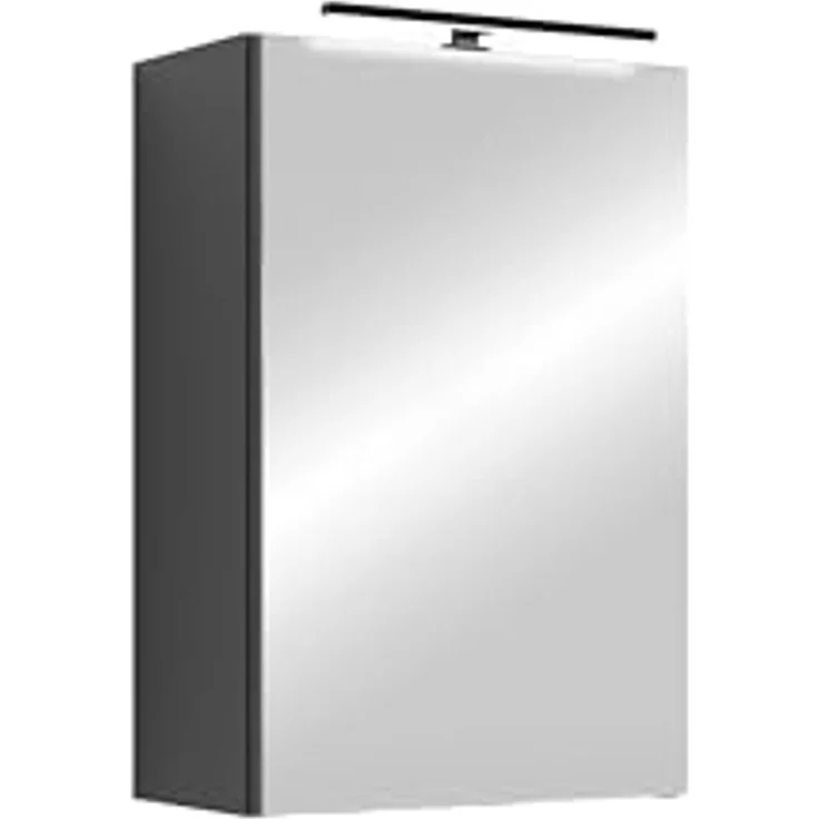 byLIVING Spiegelschrank Spree/Korpus matt anthrazit mit Spiegeltüren/Hängeschrank mit Soft-Close-Funktion/Inkl. LED-Beleuchtung/Badschrank mit Stecker- und Schalterdose/B 40, H 60, T 20 cm – Bild 1