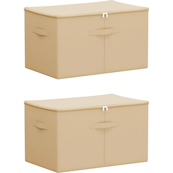 vidaXL Aufbewahrungsbox 2 stk. Vliesstoff 55 x 35 x 32 cm 61,6 L Creme 42024606 – Bild 2