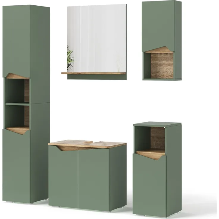 Badmöbel-Set Marelle Grün/Artisan 5 Teile Vicco