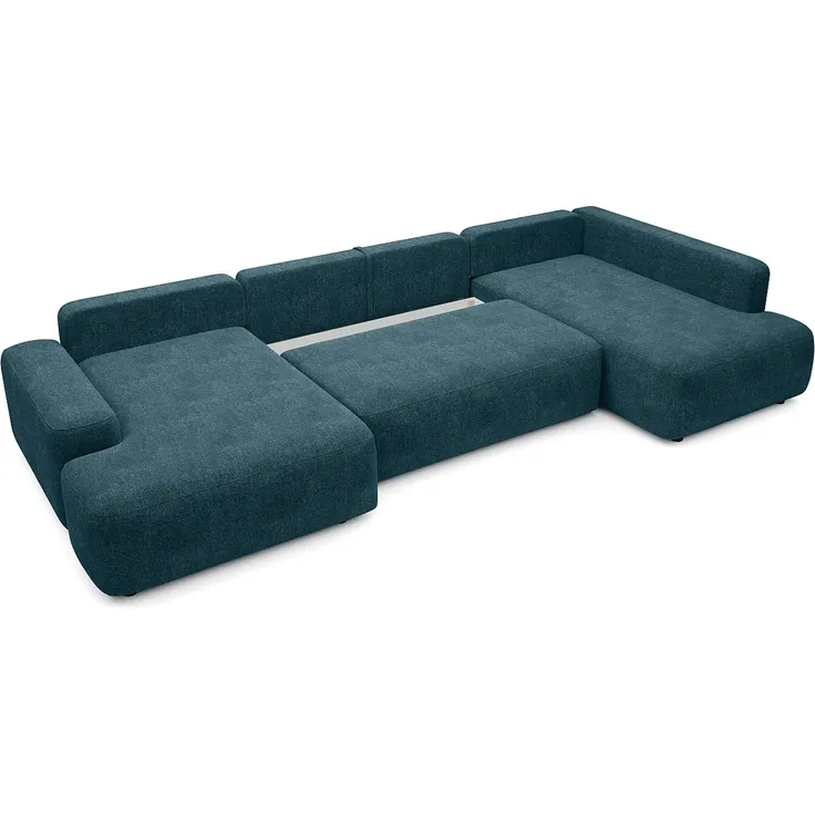 Vente-unique - DAVISO Sofa Stoff Blau - B 204 cm x H 87 cm x L 360 cm – Bild 5