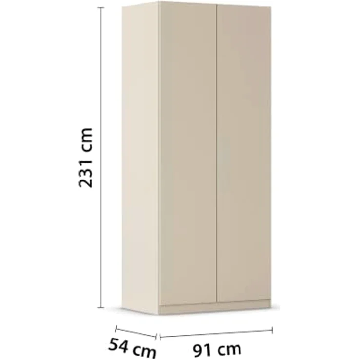 Rauch Möbel LUNIK, Kleiderschrank, Farbe Beige, Breite 91 cm | Schrank mit patentiertem Schnellmontagesystem, 2-türig, Push-to-open-Funktion, Zubehör Classic, Homeoffice, Garderobe – Bild 3