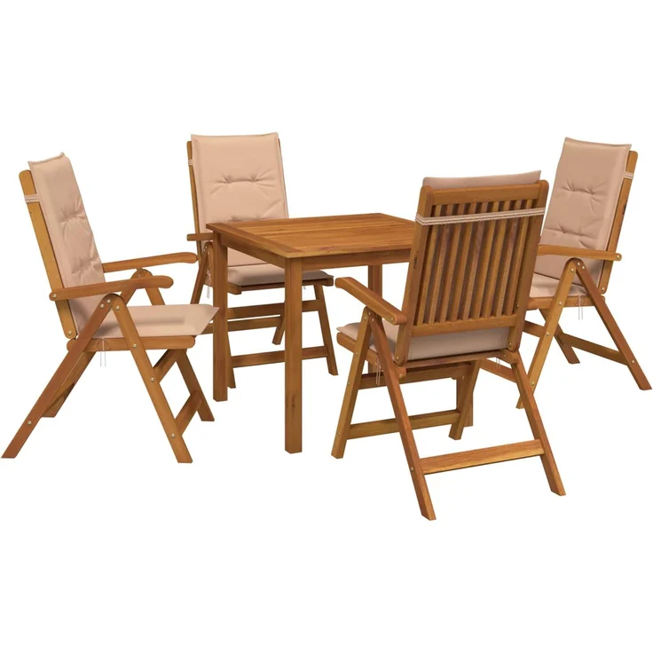 vidaXL 5-teiliges Garten-Esszimmer-Set 4-Sitzer Beige 3434598 – Bild 2