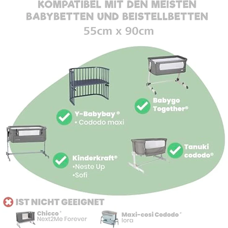 2X Spannbettlaken aus 100% Baumwolle mit Gummiband - 1X Matratzenschoner aus 100% wasserdichtem Material - 3er-Set - 55x90 cm - Zitrone – Bild 6