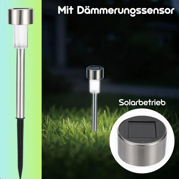 Casativo Gartenleuchte Solar-Wegeleuchten Set mit Erdspiess & Dämmerungssensor, wetterfeste Gartenleuchten – Bild 4
