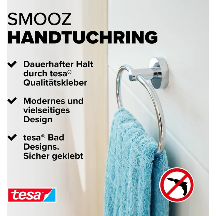 tesa Handtuchring Smooz oval, hochglanz-verchromt – Bild 2