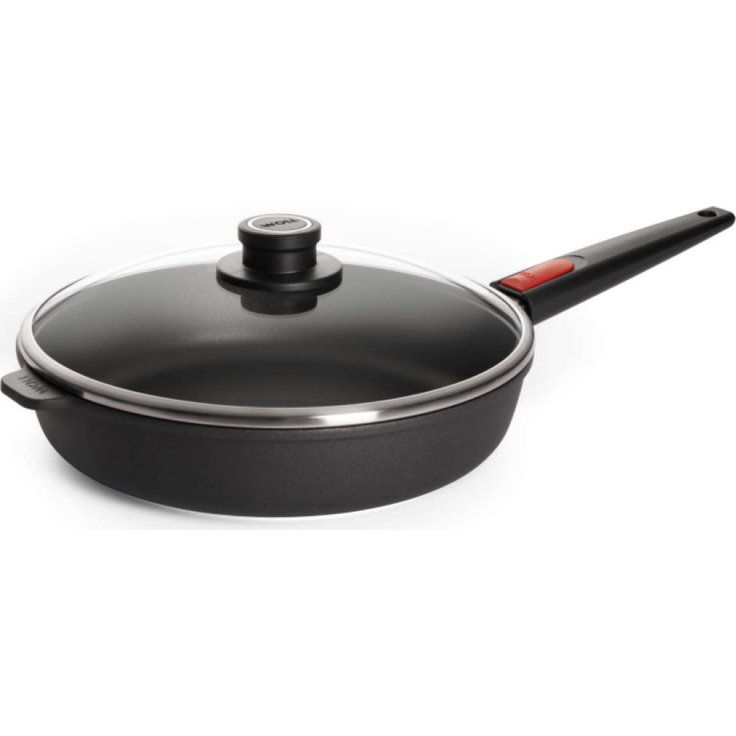 WOLL Hochrandpfanne Nowo Titanium Induction Ø 26 cm/ H: 7 cm/ 3 L Titan-Diamantversiegelung Guss‑Aluminium Induktionsboden Abnehmbarer Griff alle Herdarten ofenfest bis 250 °C & spülmaschinenfest