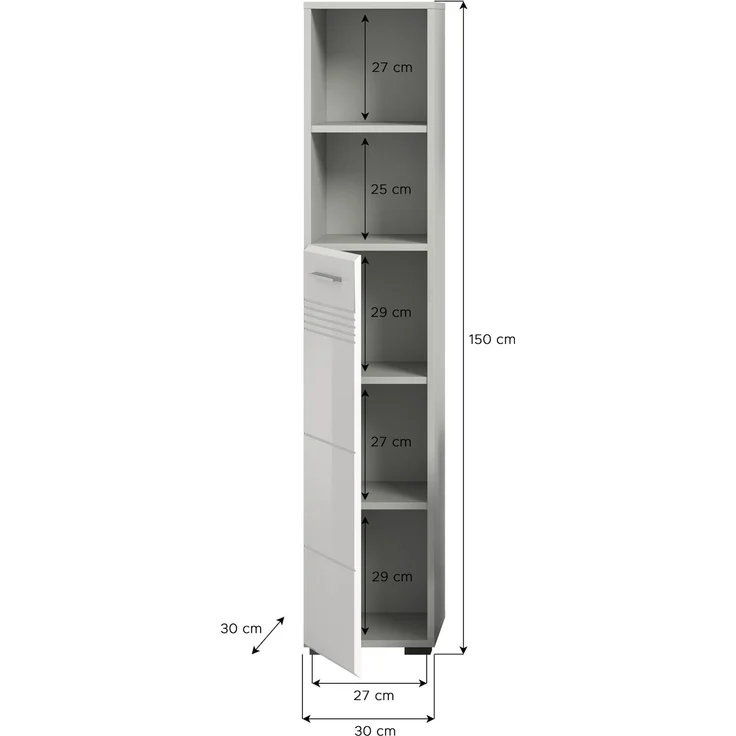 Hochschrank Copa - Weiß Hochglanz / Hellgrau – Bild 4