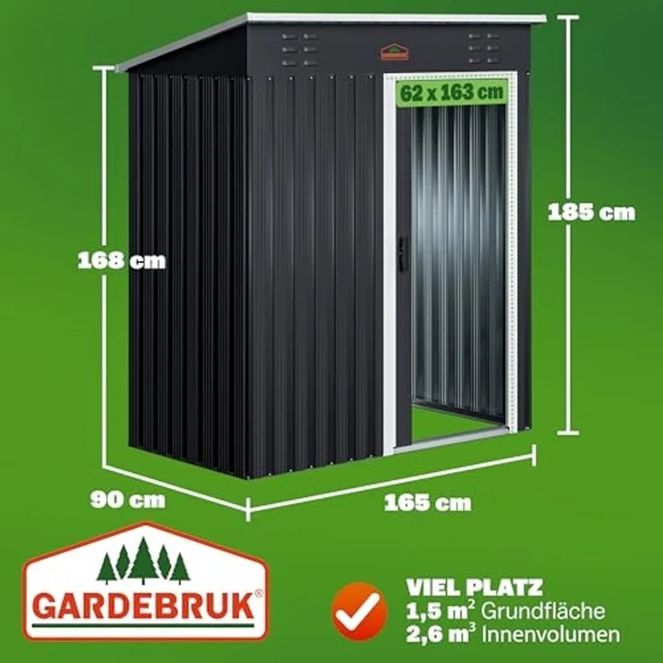 Gardebruk Geräteschuppen, Grau, 181 x 86 x 162 cm – Bild 3