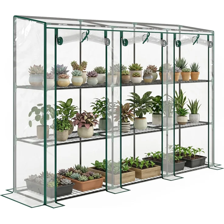 MELAYR, Gartengewächshaus mit 3 Regalböden, Balkongewächshaus, 78 x 50 x 11 cm, Transparent – Bild 1