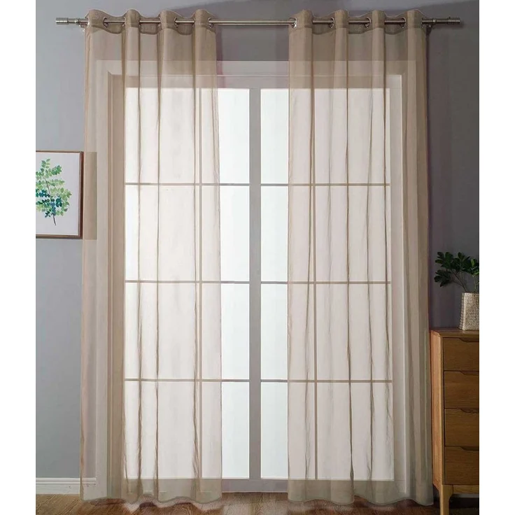 Gardinenbox Gardine, Ösen (2 St), transparent, Voile, Ösenvorhänge Voile »Uni« Bleibandabschluß 20332-cn2 – Bild 1