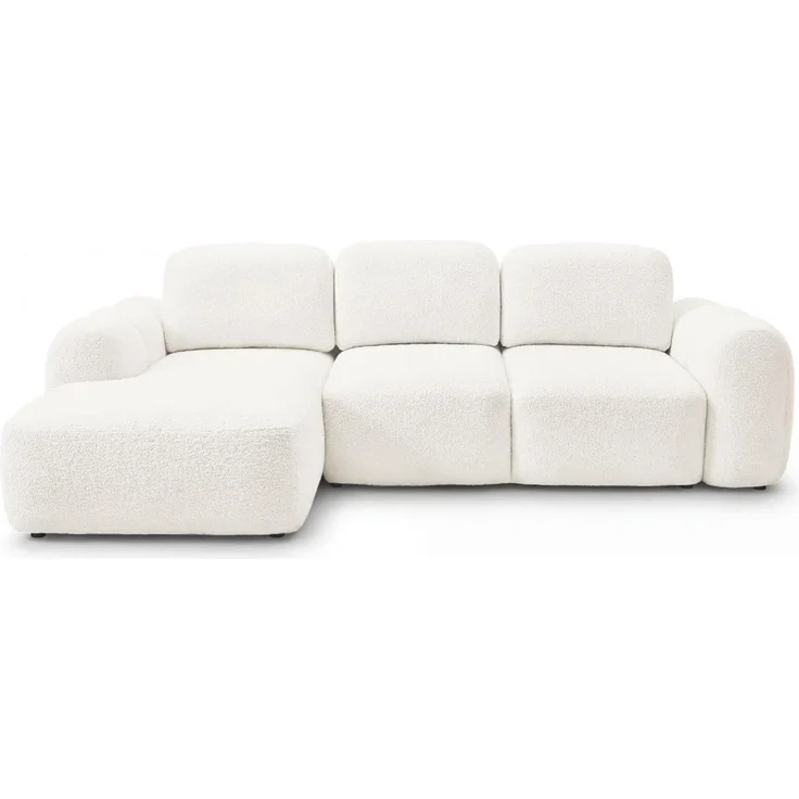 GRAINGOLD Ecksofa Avelin, Eckcouch für Wohnzimmer, L-Form mit Schlaffunktion und Bettkasten, Bouclé-Stoff, Creme, Links – Bild 3