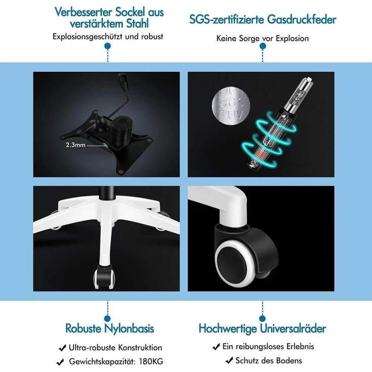 Alfordson Büro-Schreibtischstuhl Ergonomisch Heimbüro Netzstuhl Lordosenstütze – Bild 8
