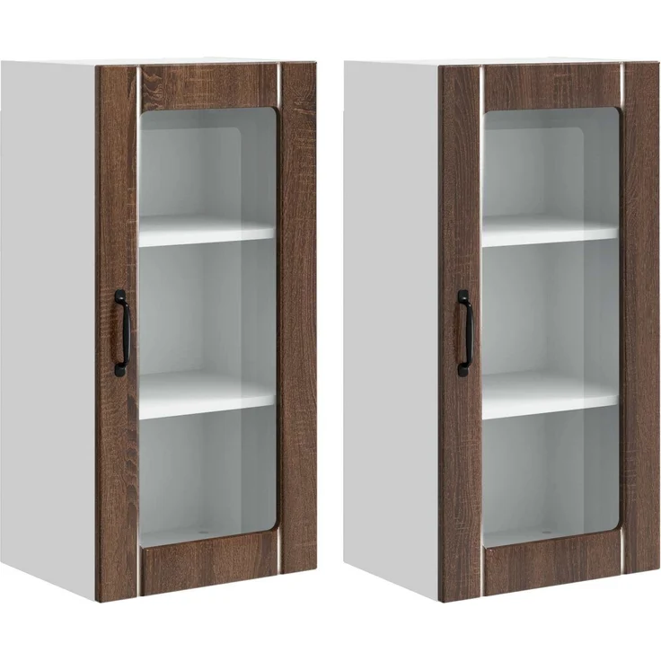 vidaXL Wandglas-Schrank PORTO 2 stk. Braun Eichen-Optik 885350 – Bild 2