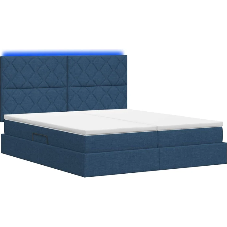vidaXL LED-Speicherbett mit Matratze Blau 180 x 200 cm Stoff 3460247 – Bild 9