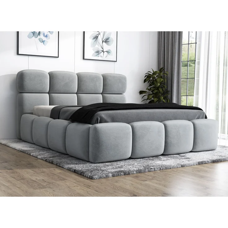 Polsterbett MONAKO 90x200 mit Matratze, Bettkasten und Lattenrost. Farbe: Silber 15 – Bild 1