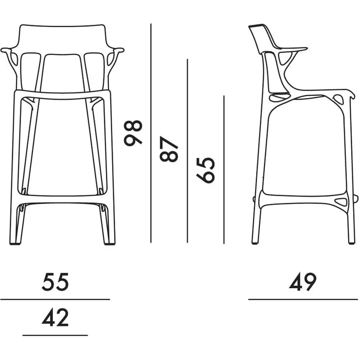 2er Set A.I. Barhocker schwarz – Bild 3
