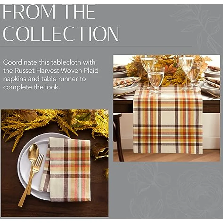 Elrene Home Fashions Russet Harvest gewebte Karierte Baumwolltischdecke für Herbst/Erntedankfest, 152,4x259,1 cm, rechteckig – Bild 7