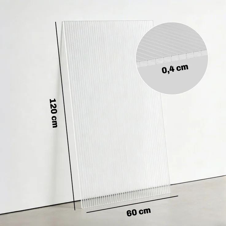 Wohnora-10 Polycarbonat-Wabenplatten, 4 mm, UV-beständig, Doppelwaben-Gewächshausplatte, 120x60 cm, transparent,H 04cm x T 1320cm x B 600cm – Bild 5